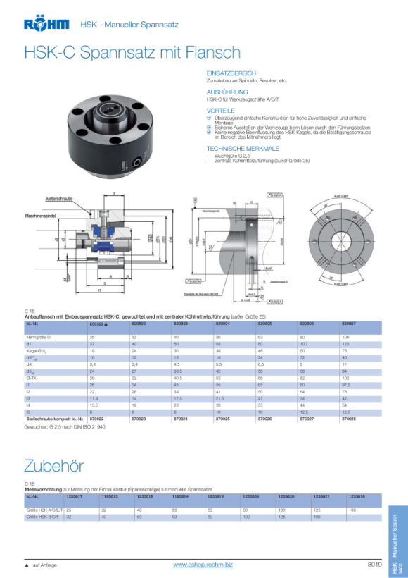 RÖHM Einbauspannsatz HSK-C32 IK DIN69893-HSK-C32 784603