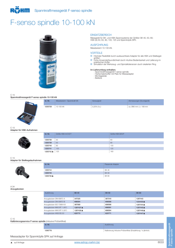 RÖHM Adapter KP SK40 hoort bij 1255729 zonder trekbouten 1255744