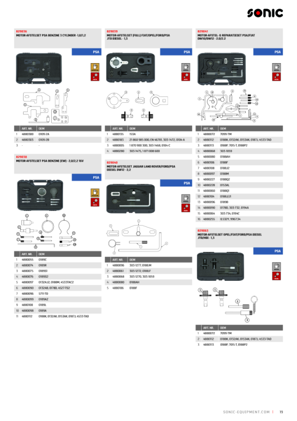 Sonic Motor afstelset PSA Benzine 3 Cilinder -1, 0/1, 2 829036