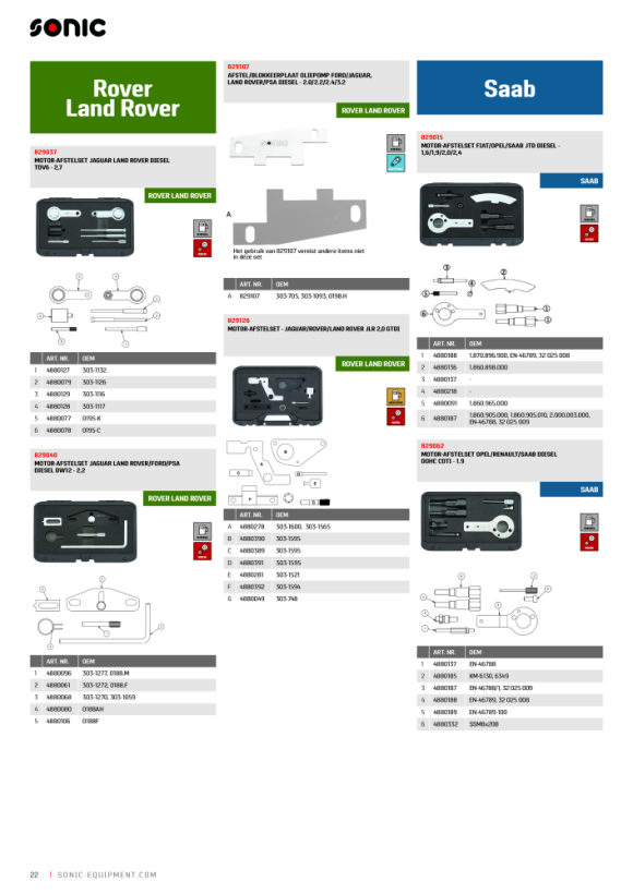 Sonic Motor afstelset VAG Benzine 3-cil, - 1, 0 829067