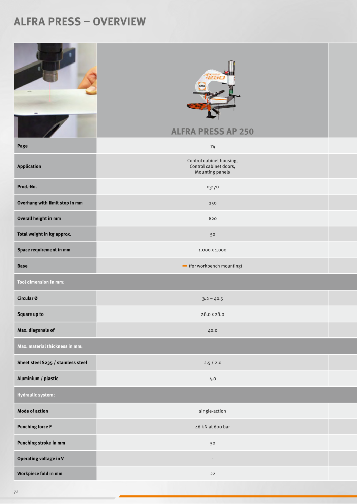 ALFRA Catalog Control Cabinet and Control Engineering NO.: 250 - Page 72