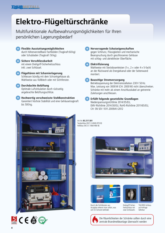 ThurMetall Elektrische draaideurkast (BxDxH) 1000x580x1995 mm Type D duifblauw NCS S 4040-R70 B / lichtblauw NCS S 1060-R80 B 85.214.501