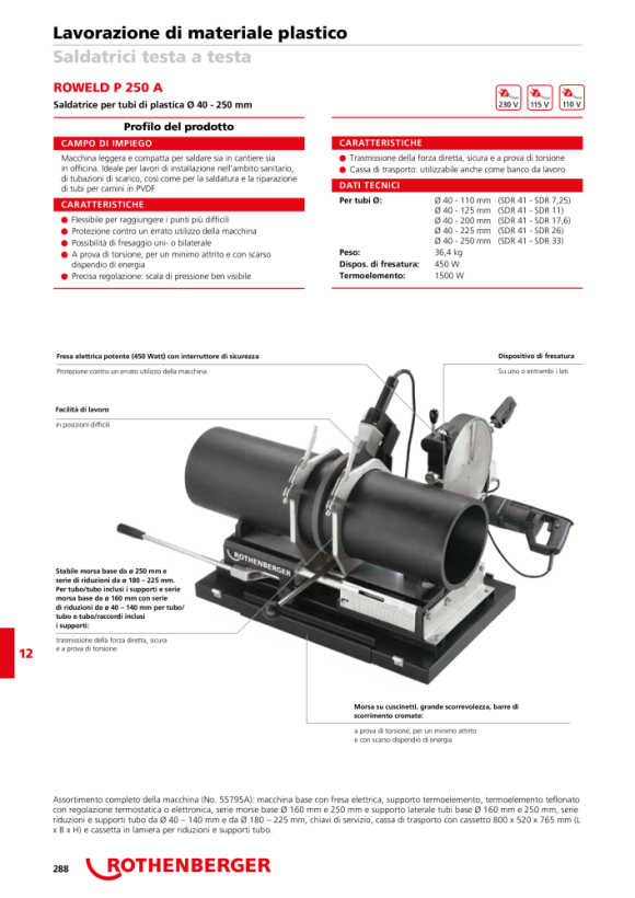 Rothenberger ROWELD P250A inserto de horquilla de reducción y apoyo ø 90mm 55747