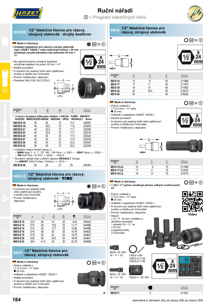 Hlavní katalog HAZET Č. 2516 - Strana 184