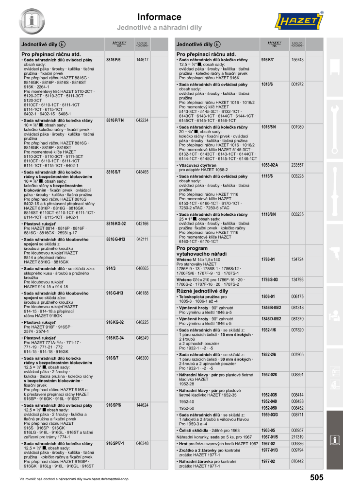 Hlavní katalog HAZET Nº: 2516 - Página 505