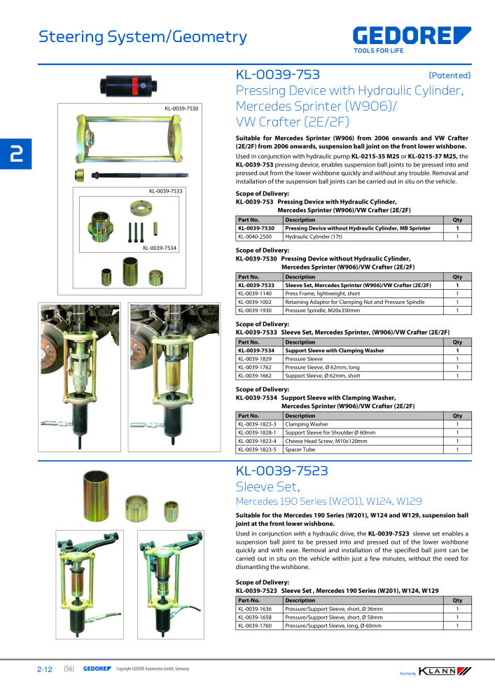 GEDORE Automotive KLANN Steering System/ Geometry Č. 2546 - Strana 12