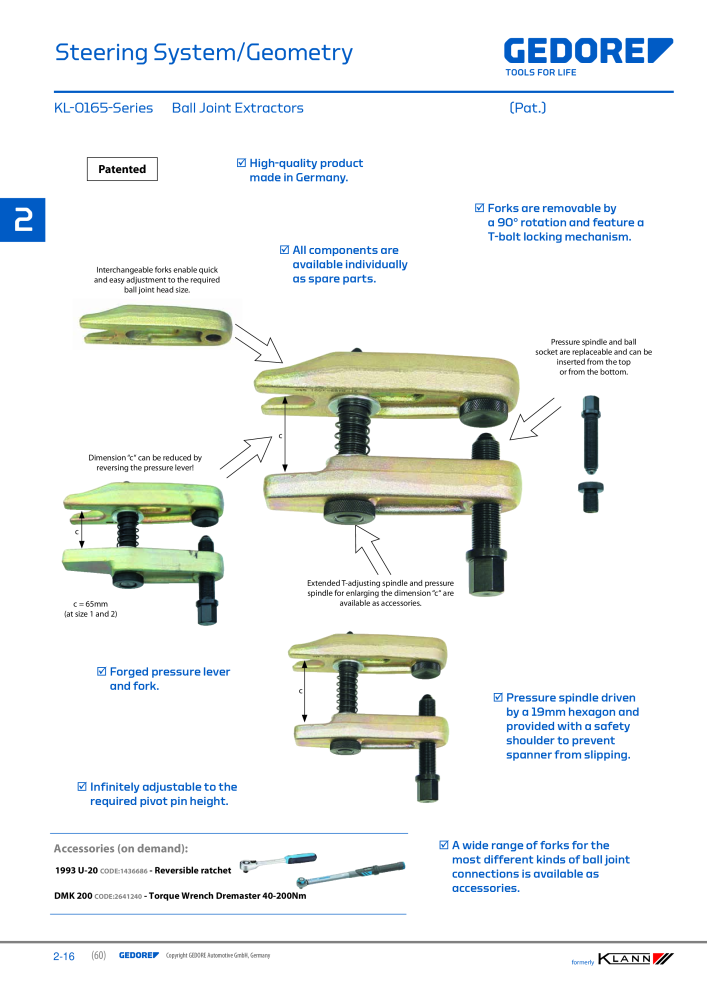 GEDORE Automotive KLANN Steering System/ Geometry NO.: 2546 - Page 16