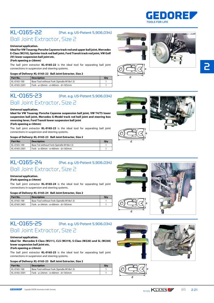 GEDORE Automotive KLANN Steering System/ Geometry Č. 2546 - Strana 21