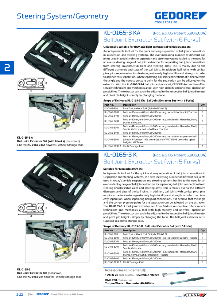 GEDORE Automotive KLANN Steering System/ Geometry NO.: 2546 - Page 22