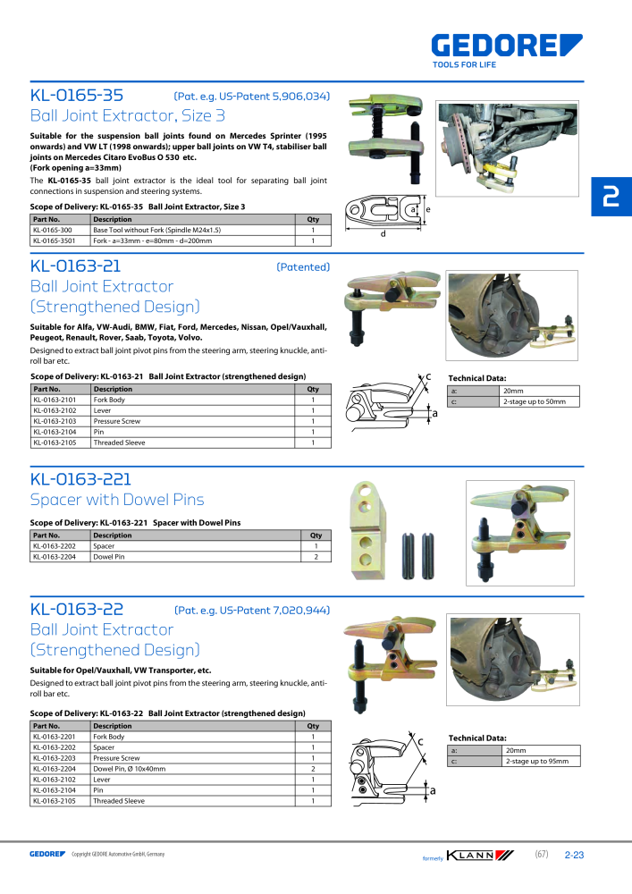 GEDORE Automotive KLANN Steering System/ Geometry NEJ.: 2546 - Sida 23