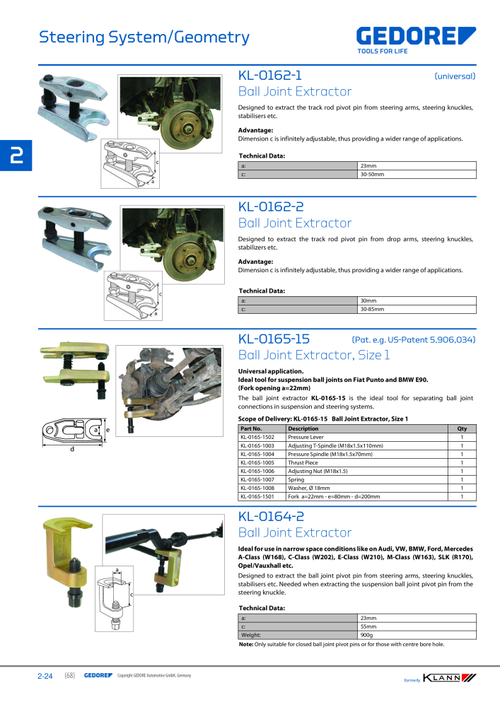 GEDORE Automotive KLANN Steering System/ Geometry NEJ.: 2546 - Sida 24