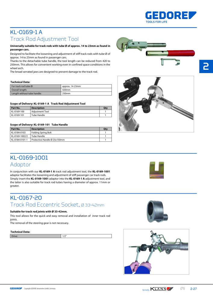 GEDORE Automotive KLANN Steering System/ Geometry NEJ.: 2546 - Sida 27