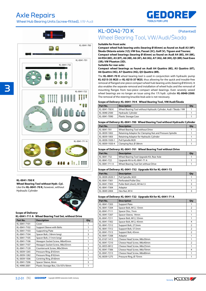 GEDORE Automotive KLANN Axle Repairs NR.: 2547 - Seite 20