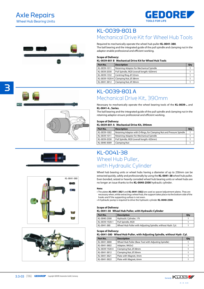 GEDORE Automotive KLANN Axle Repairs NR.: 2547 - Seite 30