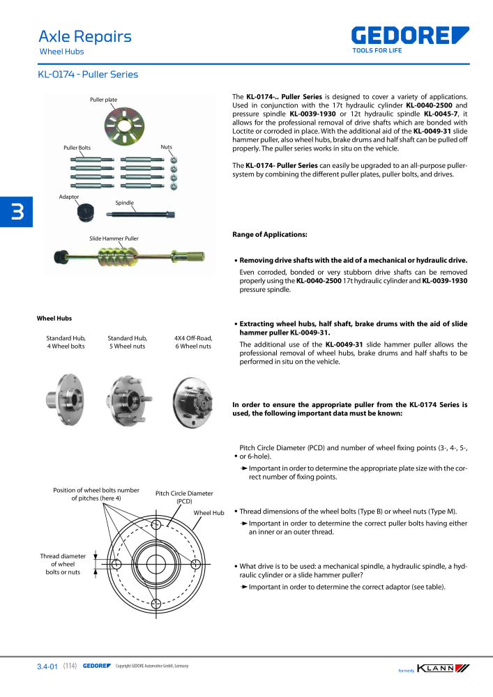 GEDORE Automotive KLANN Axle Repairs NR.: 2547 - Seite 38