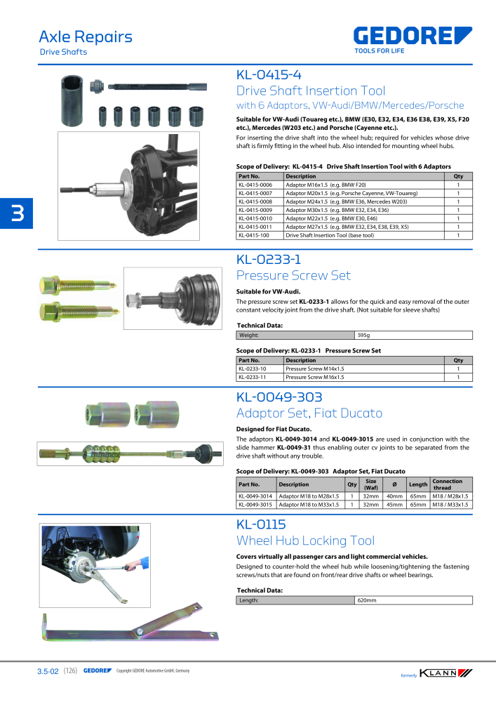 GEDORE Automotive KLANN Axle Repairs n.: 2547 - Pagina 50