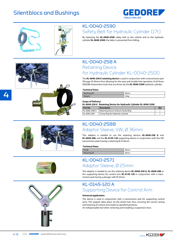 GEDORE Automotive KLANN Silentblocs and Bushings NR.: 2548 - Seite 16
