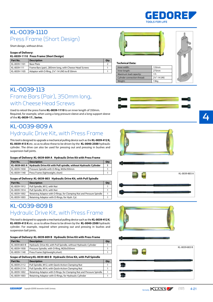 GEDORE Automotive KLANN Silentblocs and Bushings NO.: 2548 - Page 21