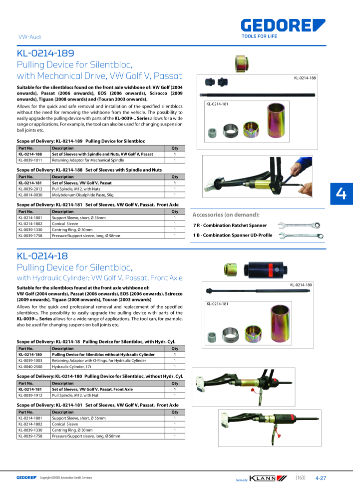 GEDORE Automotive KLANN Silentblocs and Bushings NO.: 2548 - Page 27