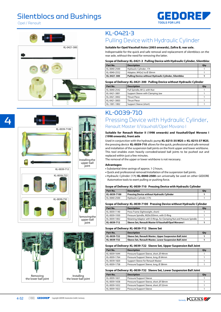 GEDORE Automotive KLANN Silentblocs and Bushings NR.: 2548 - Seite 52