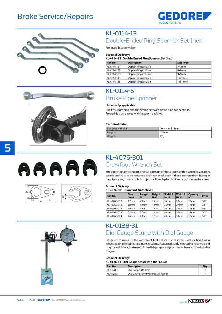 GEDORE Automotive KLANN Brake Service/Repairs Č. 2549 - Strana 14