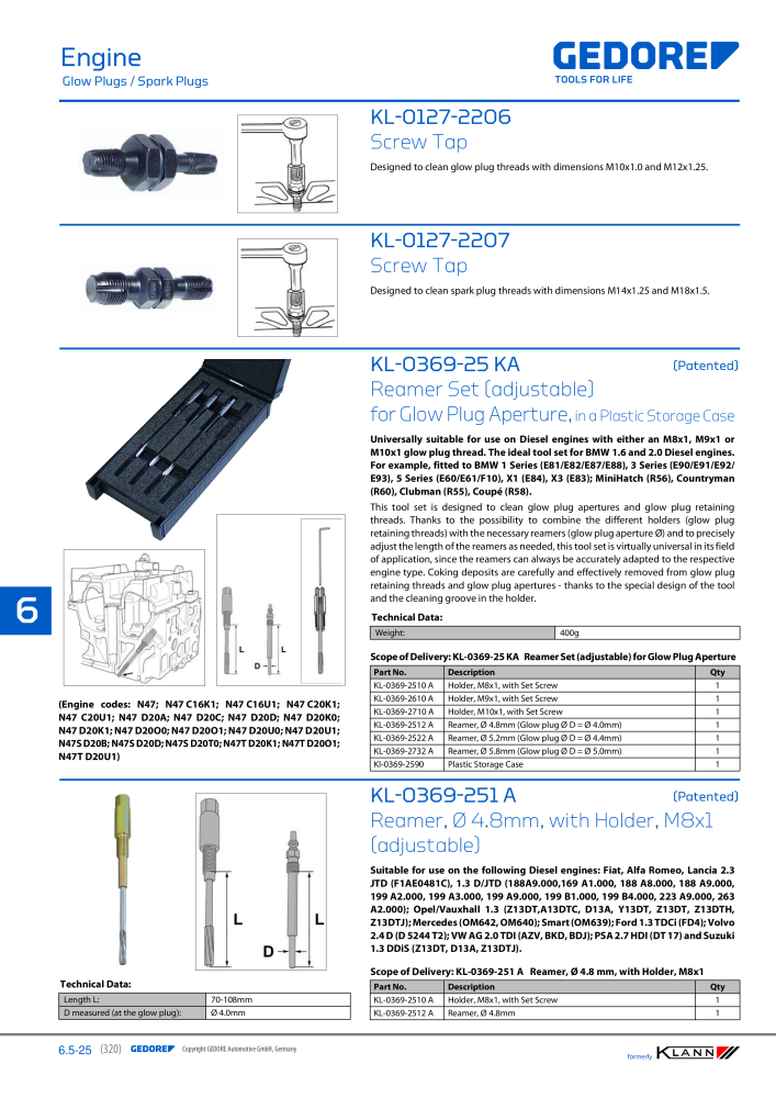 GEDORE Automotive KLANN Engine Maintenance/Repairs Nº: 2550 - Página 110