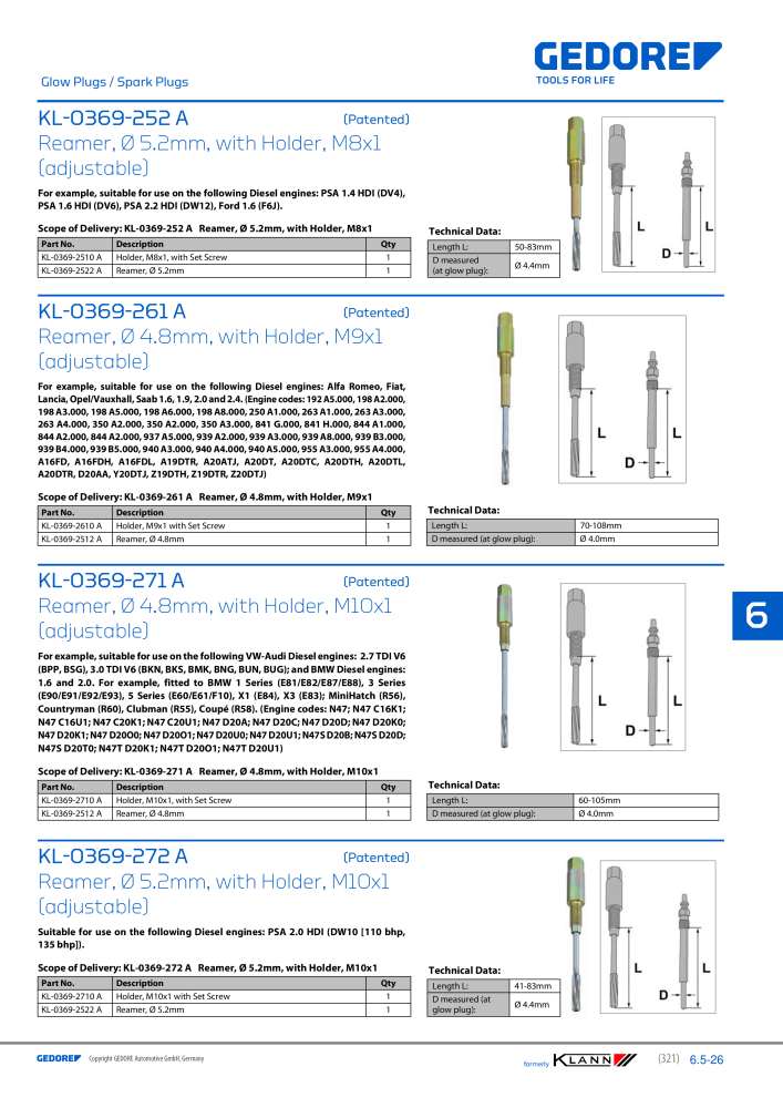 GEDORE Automotive KLANN Engine Maintenance/Repairs Č. 2550 - Strana 111