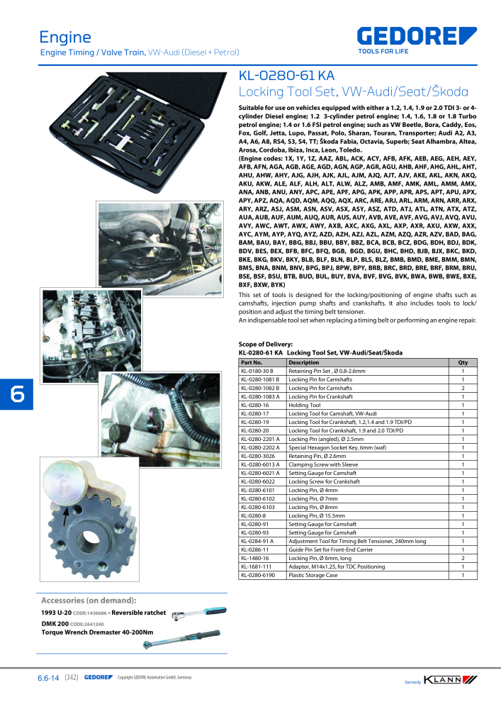 GEDORE Automotive KLANN Engine Maintenance/Repairs NR.: 2550 - Pagina 132