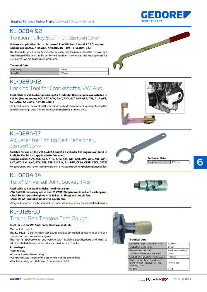 GEDORE Automotive KLANN Engine Maintenance/Repairs NR.: 2550 - Seite 135