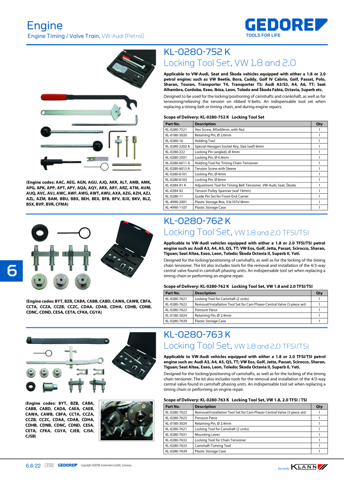 GEDORE Automotive KLANN Engine Maintenance/Repairs NEJ.: 2550 - Sida 140