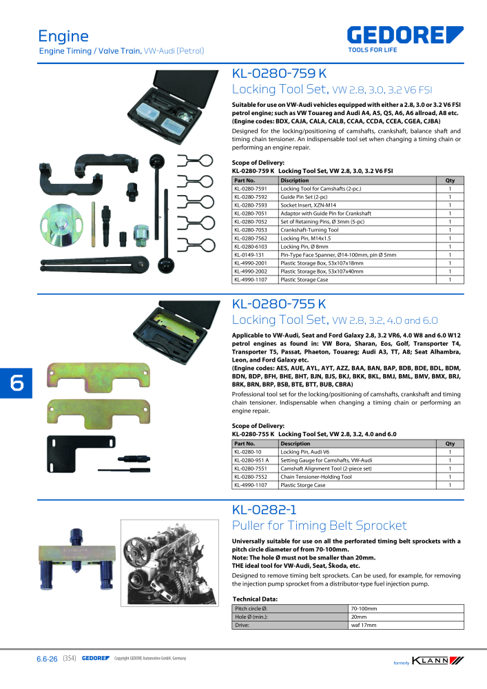 GEDORE Automotive KLANN Engine Maintenance/Repairs NR.: 2550 - Pagina 144