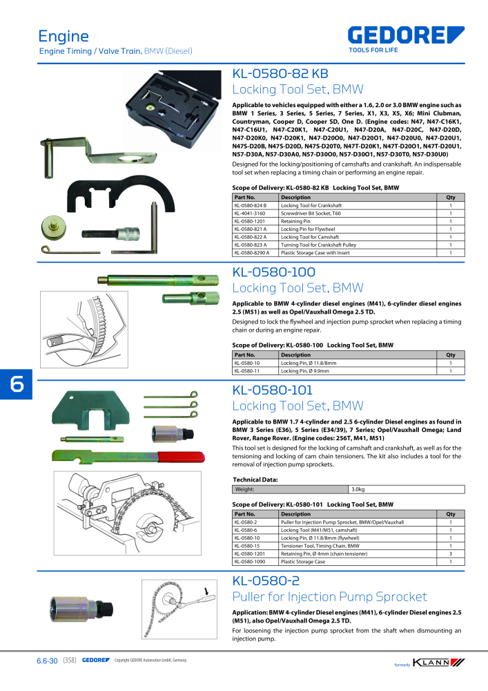 GEDORE Automotive KLANN Engine Maintenance/Repairs Č. 2550 - Strana 148