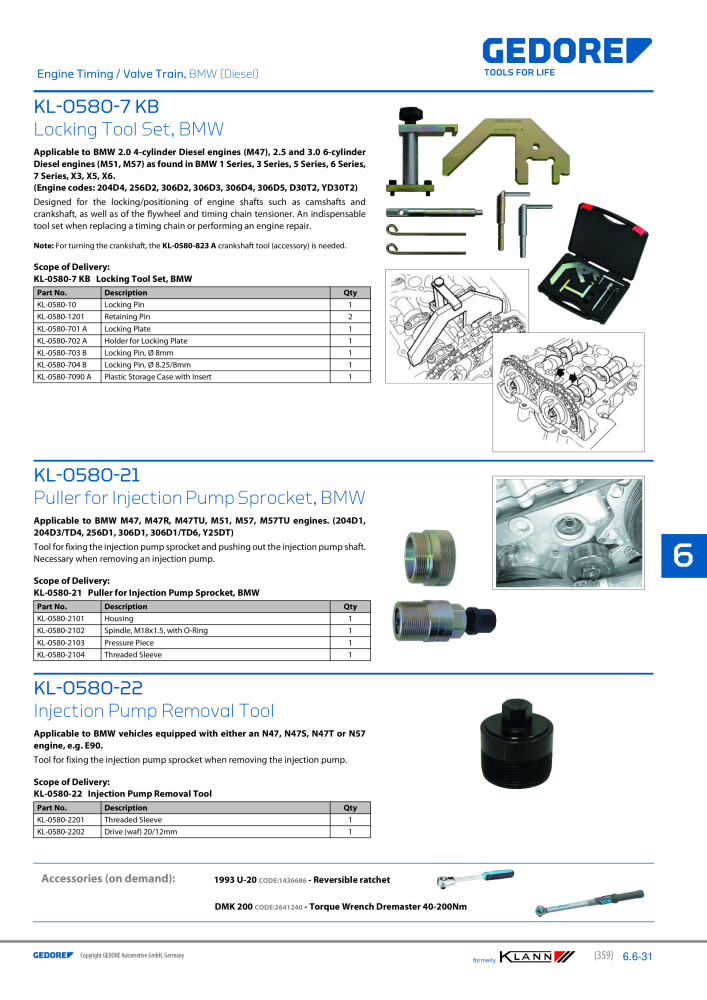 GEDORE Automotive KLANN Engine Maintenance/Repairs NEJ.: 2550 - Sida 149