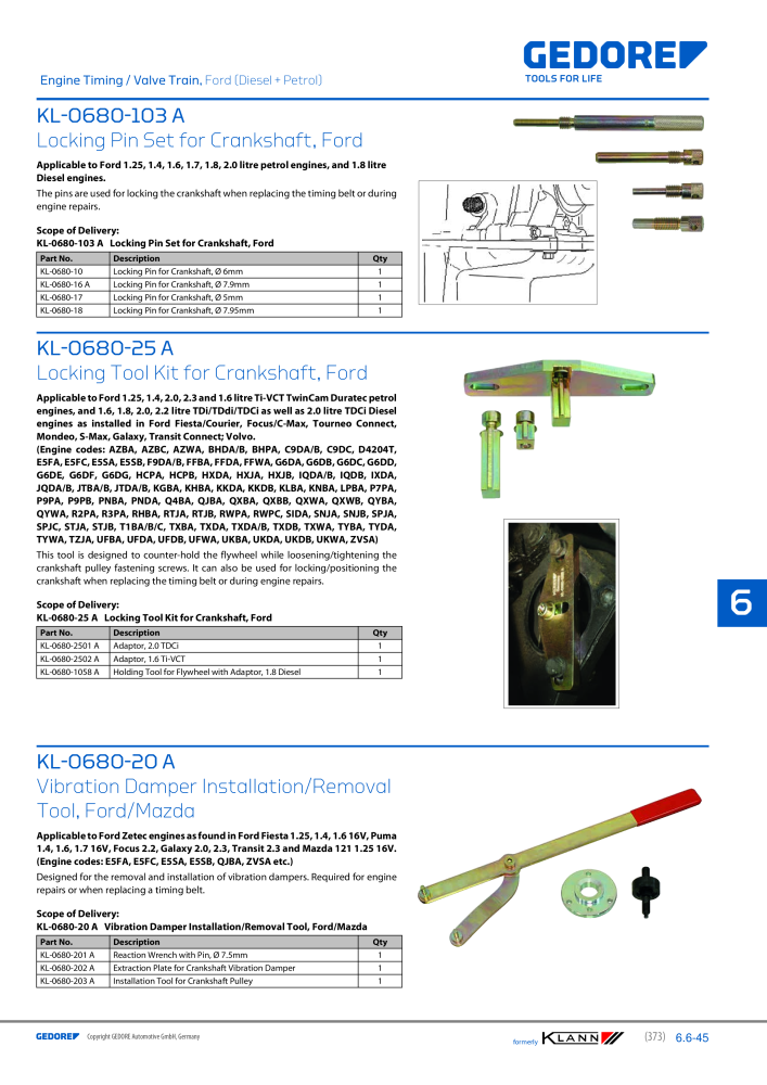 GEDORE Automotive KLANN Engine Maintenance/Repairs Č. 2550 - Strana 163