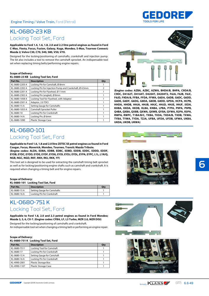 GEDORE Automotive KLANN Engine Maintenance/Repairs NO.: 2550 - Page 167