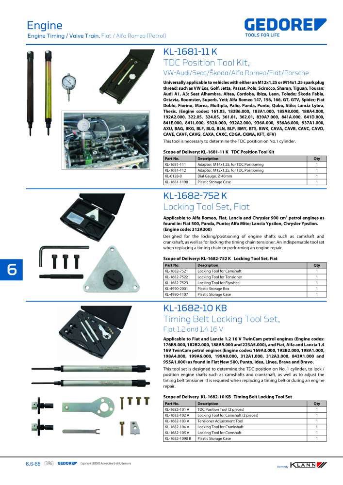 GEDORE Automotive KLANN Engine Maintenance/Repairs NO.: 2550 - Page 186