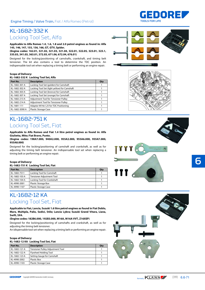 GEDORE Automotive KLANN Engine Maintenance/Repairs NEJ.: 2550 - Sida 189