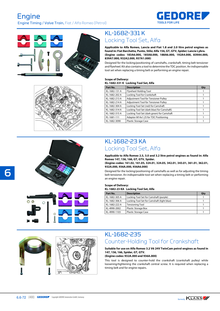 GEDORE Automotive KLANN Engine Maintenance/Repairs n.: 2550 - Pagina 190