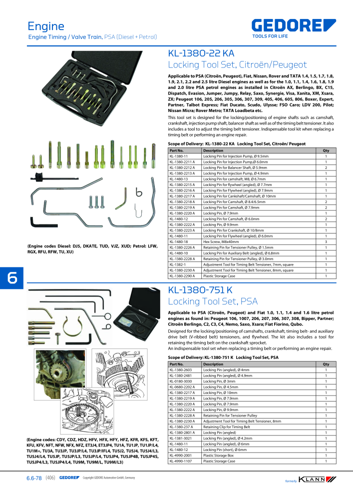 GEDORE Automotive KLANN Engine Maintenance/Repairs Č. 2550 - Strana 196