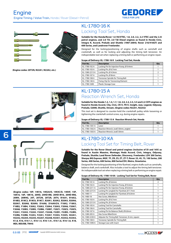 GEDORE Automotive KLANN Engine Maintenance/Repairs NO.: 2550 - Page 206