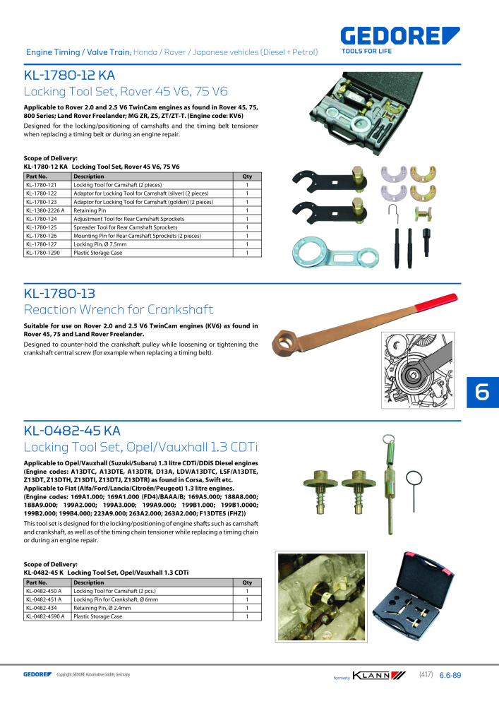 GEDORE Automotive KLANN Engine Maintenance/Repairs Č. 2550 - Strana 207