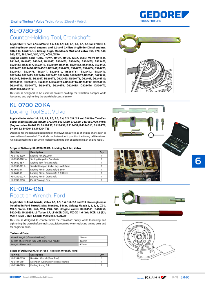 GEDORE Automotive KLANN Engine Maintenance/Repairs Nº: 2550 - Página 213