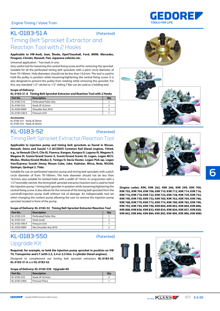 GEDORE Automotive KLANN Engine Maintenance/Repairs Nº: 2550 - Página 217