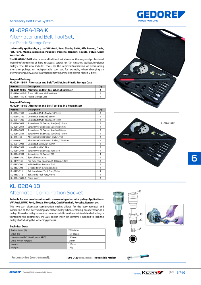 GEDORE Automotive KLANN Engine Maintenance/Repairs NEJ.: 2550 - Sida 219