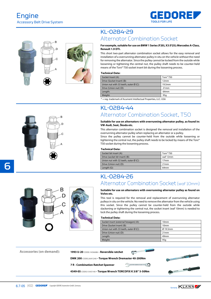 GEDORE Automotive KLANN Engine Maintenance/Repairs NEJ.: 2550 - Sida 222