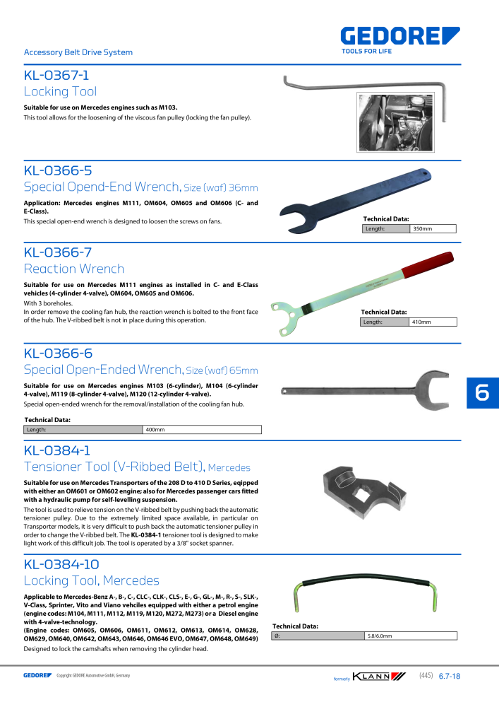 GEDORE Automotive KLANN Engine Maintenance/Repairs Č. 2550 - Strana 235