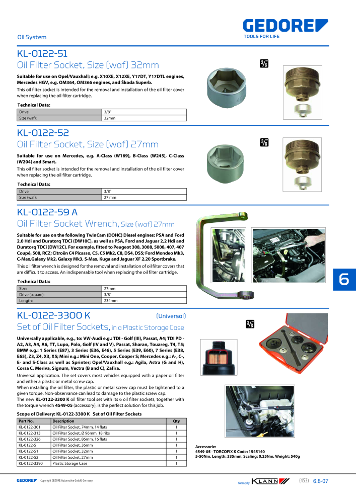 GEDORE Automotive KLANN Engine Maintenance/Repairs NR.: 2550 - Pagina 243