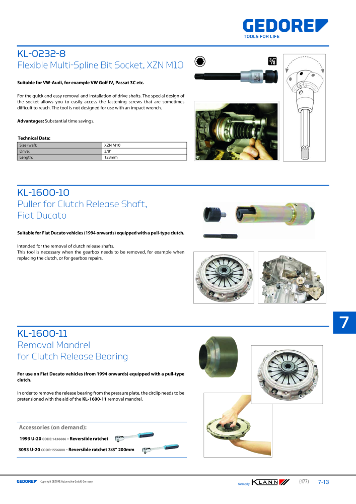 GEDORE Automotive KLANN Clutch Repairs Č. 2551 - Strana 13