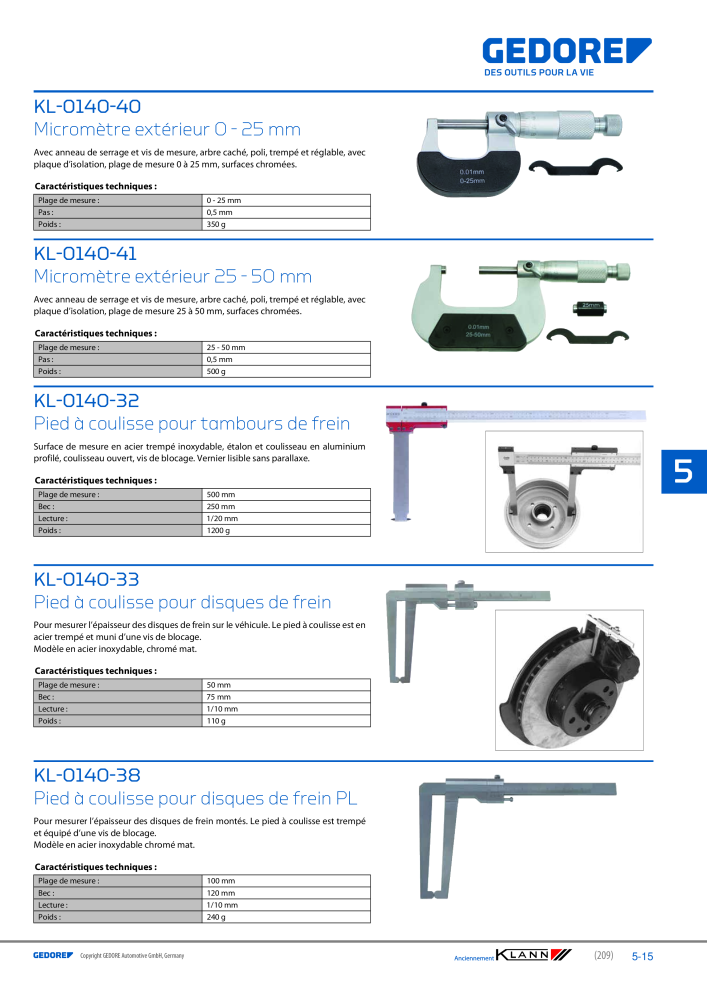 GEDORE Automotive KLANN Freinage NO.: 2558 - Page 15