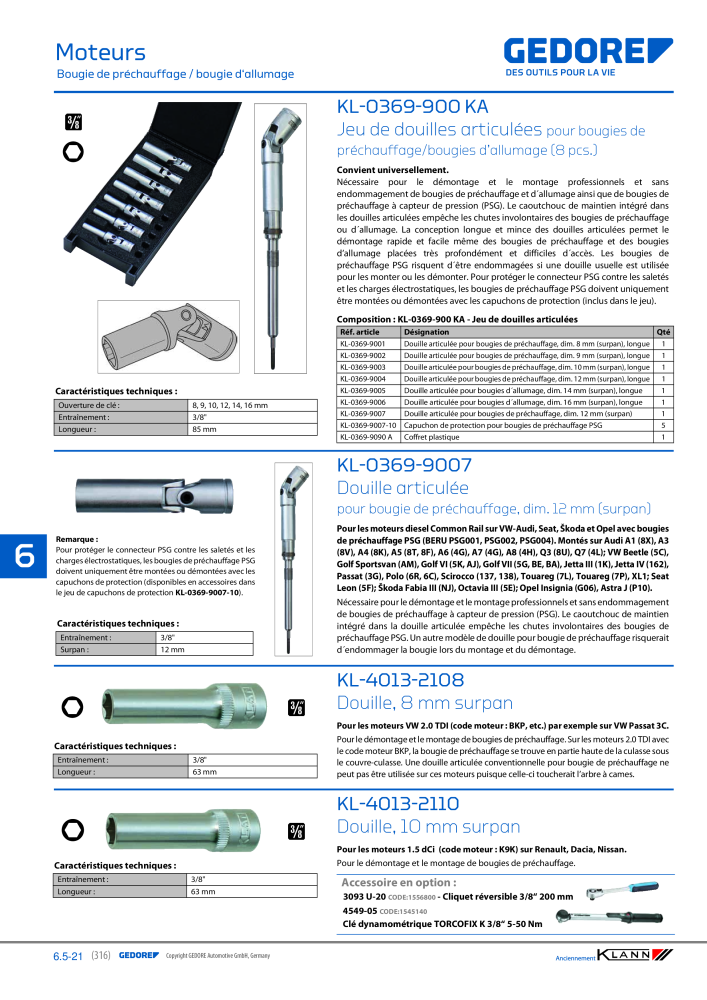 GEDORE Automotive KLANN Moteurs NR.: 2559 - Seite 106